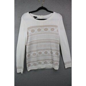 Talbots Ivory & Tan Sparkly Sweater-Size Small